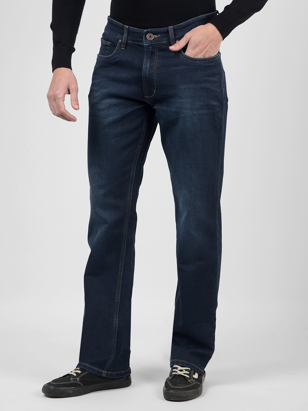 Numero Uno Men Solid Dark Blue Jeans